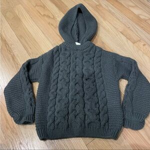 Zara Gray Cable Knit Hooded Sweater